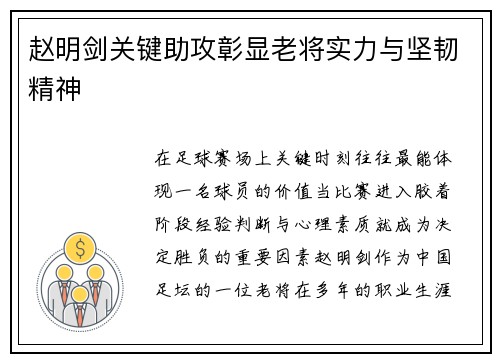 赵明剑关键助攻彰显老将实力与坚韧精神